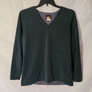 Vintage 90s y2k 2000s deep emerald green harley davidson v neck sweater
